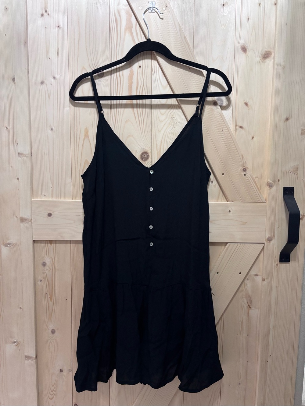 Wild Fable Black Button-Front Spaghetti Strap Cami Romper